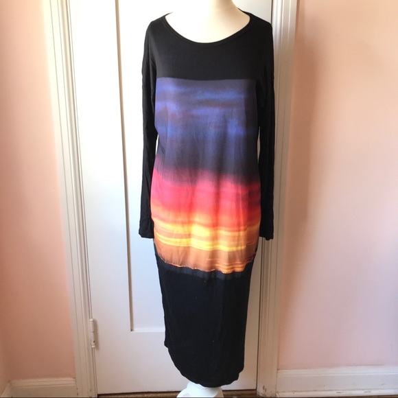 Forever 21 Dresses & Skirts - FOREVER 21 Black Watercolor Midi Dress Small New